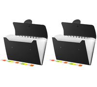 Diboniur File Organiser A4 Folder, 13 Pockets Document Organiser, Accordion File Organiser, Folders for Paperwork A4 for School, Office, and Home (Black) (Pack of 2)