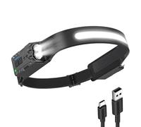 Diboniur Head Torch Rechargeable,Running Head Torch with 8 Lighting Modes,340° Wide Angle Head Torches LED Super Bright Rechargeable with Motion Sensor,IPX4 Waterproof Lumilight Head Torch for Camping