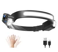 Diboniur Headlamp with 8 Lighting Modes, IPX4 Waterproof Rechargeable LED Headlamp with Motion Sensor for Camping, Running, Fishing