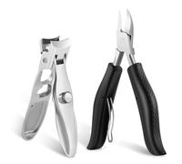 Diboniur Men's 2-Piece Nail Clipper Set, Professional Nail Clippers for Thick and Ingrown Nails, Super Sharp Stainless Steel Nippers for Feet and Hands