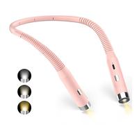 Diboniur Neck Reading Light, Book Light for Reading at Night, 3 Colors and 3 Brightness Levels Adjustable, Rechargeable, Book lamp for Readers, Knitting, Camping(Pink)