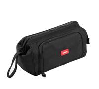 Diboniur School Pencil Case, Large Capacity Pencil Pouch with 3 Compartments, Aesthetic Pencilcase Stationery Organizer for Girls Boys, School Supplies Portable Pencil Bag (Black)