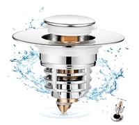 Diboniur Sink Plug, Improved Bathroom Plug, Bathroom Sink Plugs, Pull Type Sink Strainer Stainless Sink Plug Replacement for Bathtub, Kitchen, Basin for (32-41mm)