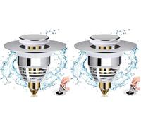 Diboniur Universal Sink Stopper, Stainless Pop up Bidet Plug for Bathtub, Kitchen, Basin (32-42mm) (Pack of 2)