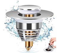 Diboniur Upgraded Sink Plug, Improved Bathroom Sink Plug Replacement, Universal Sink Stopper, Pull Type Sink Plug Strainer Stainless Pop up Bidet Plug for Bathtub, Kitchen, Basin for (32-42mm)
