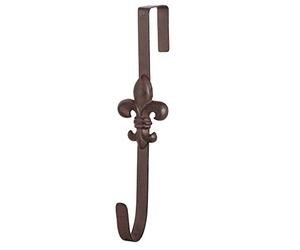 Dibor 11.5" Antique Brown Fleur De LYS Spring Summer Front Door Wreath Hanger Wreath Hook - L29cm (CA57)