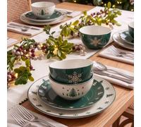 Dibor 12Pcs Snowy Forest Stoneware Christmas Dinner Set For 4 Person