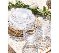 Dibor 18 Piece Bella Perle Dinner Plate, Side Plate & Bowl Glassware Christmas Dinner Set in Clear | Size: 18 Pack Dibor Clear 18 Pack