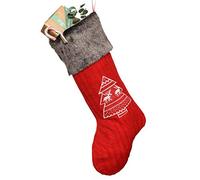 Dibor 19.5" Knitted Red Christmas Stocking with Tree Embroidery