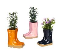Dibor 3 Ceramic Plant Pots Garden Wellington Boot Flower Pot Planter Set