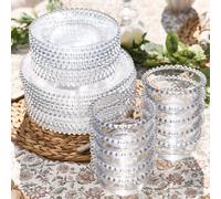 Dibor 30 Piece Bella Perle Dinner Plate, Side Plate & Bowl Glassware Dinner Set in Clear | Size: 30 Pack Dibor Clear 30 Pack