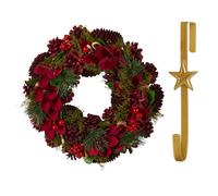 Dibor 30cm Cluster Berries Christmas Wreath with Star Wreath Hanger in Red Dibor Red