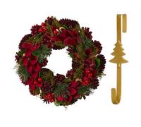 Dibor 30Cm Cluster Berries Front Door Christmas Wreath With Tree Wreath Hanger