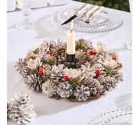 Dibor 30Cm Red Velvet Berry Xmas Festive Table Decoration Wreath Christmas Dining Centerpiece