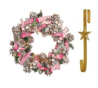 Dibor 33cm Pastel Pink Driftwood Christmas Wreath with Star Wreath Hanger Dibor Pink