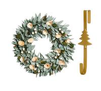 Dibor 35Cm Crocus And Berry Front Door Christmas Wreath With Tree Wreath Hanger