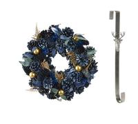 Dibor 35Cm Moonlight Front Door Christmas Wreath With Stag Wreath Hanger