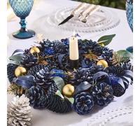Dibor 35cm Moonlight Christmas Table Decoration Centerpiece Wreath in Blue Dibor Blue