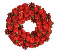 Dibor 35cm Red Crimson Rose Xmas Decor Front Door Wreath Christmas Wreath Dibor Red
