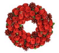 Dibor 35cm Red Crimson Rose Xmas Decor Front Door Wreath Christmas Wreath Dibor Red