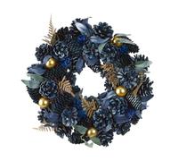 Dibor 35cm Traditional Moonlight Autumn Xmas Wreath Winter Spring Wreath in Blue | Size: Large Dibor Blue Large