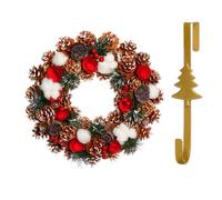 Dibor 36Cm Pinecone And Roses Front Door Christmas Wreath With Tree Wreath Hanger