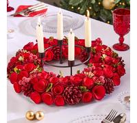 Dibor 36cm Red Rose Xmas Wreath Christmas Dining Table Centerpiece Dibor Red