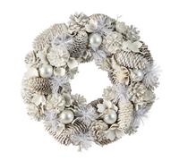 Dibor 36Cm White Frosted Xmas Festive Decor Front Door Wreath Christmas Wreath