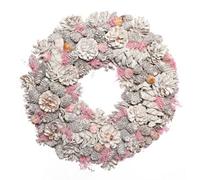 Dibor 38Cm Traditional Pink Pinecone Xmas Festive Decor Front Door Wreath Christmas Wreath