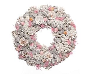 Dibor 38Cm Traditional Pink Pinecone Xmas Festive Decor Front Door Wreath Christmas Wreath