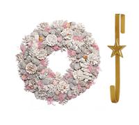 Dibor 39cm Pink Pinecone Christmas Wreath with Star Wreath Hanger Dibor Pink