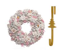 Dibor 39Cm Pink Pinecone Front Door Christmas Wreath With Tree Wreath Hanger