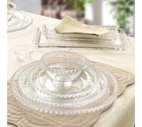 Dibor 4 Person Bella Perle 15 Piece Dinner Plate, Side Plate, Bowl, Serving Plate & Dip Bowls Glass Dinner Set Wedding Decorations Ideas