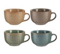 Dibor 400ml Soup Bowl Mug Set of 4 Ceramic Stoneware Mugs Housewarming Kitchen Gift (14 oz)