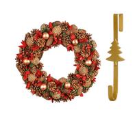 Dibor 50Cm Giant Canterbury Front Door Christmas Wreath With Tree Wreath Hanger