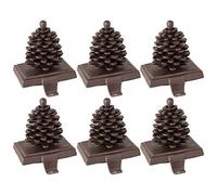 Dibor 6 Cast Iron Pine Cone Christmas Stocking Holder Mantelpiece Hooks - 1.5kg