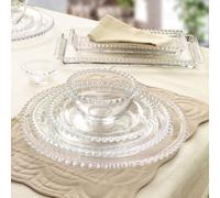 Dibor 6 Person Bella Perle 21 Piece Dinner Plate, Side Plate, Bowl, Serving Plate & Dip Bowls Glass Dinner Set Wedding Decorations Ideas