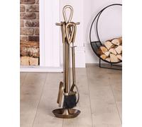 Dibor Antique Brass Fireside 4pc Companion Set Fireplace Tool Set - 75cm High in Copper Dibor Copper