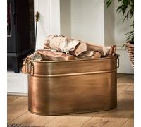 Dibor Antique Brass Large Oval Fireplace Log Storage Bucket Coal Bucket H28 X W50 X D28Cm
