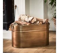 Dibor Antique Brass Large Oval Fireplace Log Storage Bucket Coal Bucket in Gold Dibor Gold
