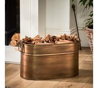 Dibor Antique Brass Medium Oval Fireplace Log Storage Bucket Coal Bucket H30 X W30 X D55Cm