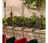 Dibor Antique Brown 4 Section Train Christmas Stocking Holder Set Dibor Brown
