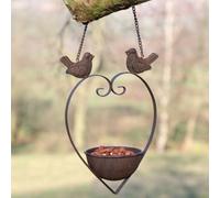 Dibor Antique Brown Hanging Heart Outdoor Garden Decor Bird Feeder
