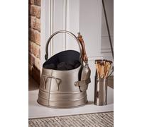Dibor Antique Style Silver Coal Bucket with Silver Matches Canister Dibor Silver