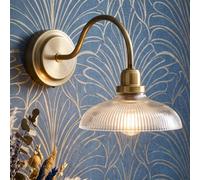 Dibor Art Deco Aged Brass Wall Light With Ribbed Glass Shade