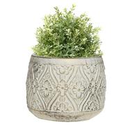 Dibor Baroque Style Plant Pots Vintage Floral Embossed Indoor Plant Pot Flower Pot Gold Finish Houseplant Succulent Cacti Herb Planter Indoor (Medium)