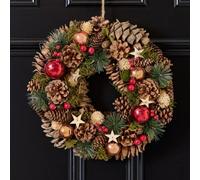 Dibor Baubles And Stars Festive Decor Autumn-Winter Front Door Wreath Christmas Wreath 36Cm