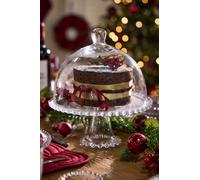 Dibor Bella Perle Glass Beaded Christmas Table Decor Cake Stand with Dome, Cake Holder Gift Idea in Clear Dibor Clear