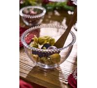 Dibor Bella Perle Glass Beaded Edge Dinnerware Serving Salad Bowl Breakfast Bowl Gift Idea in Clear | Size: 2L Dibor Clear 2L