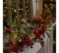 Dibor Berries And Baubles Pre-Lit Xmas Xmas Decoration Table Garland Decorative Christmas Garland 150Cm